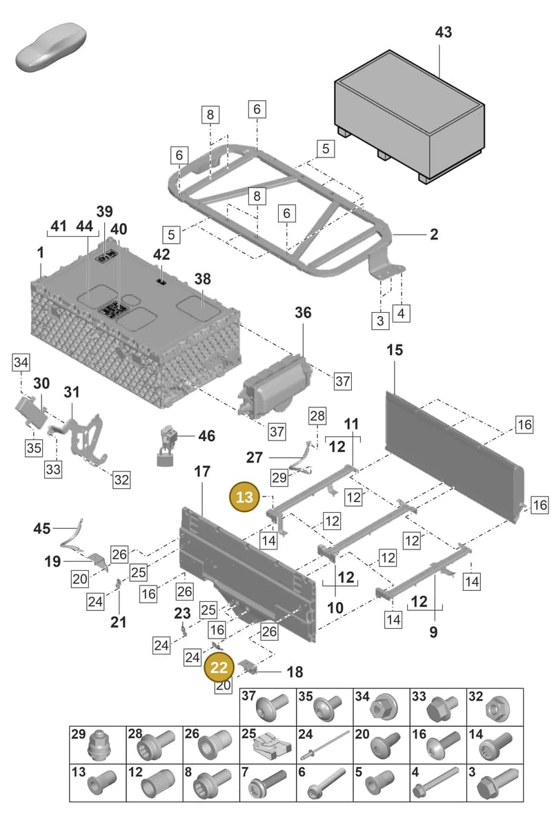 9A791564100 — Porsche Panamera (2020-2023) diagram p58901040, position 13+22
