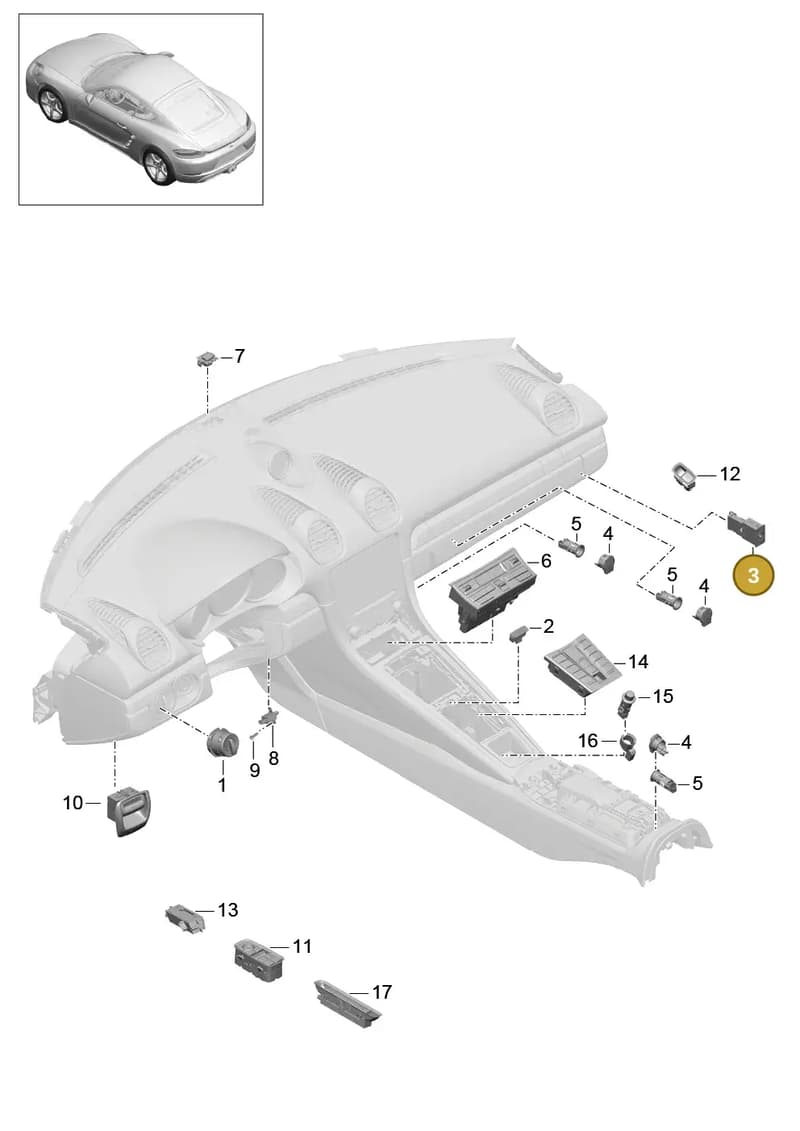9A791923701 — Porsche Cayman (2016-2019) diagram p50903005, position 3