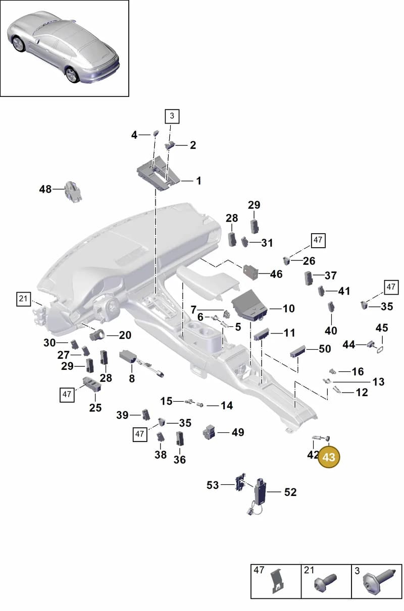 9A7919341029B9 — Porsche Panamera (2016-2020) diagram p49903010, position 43