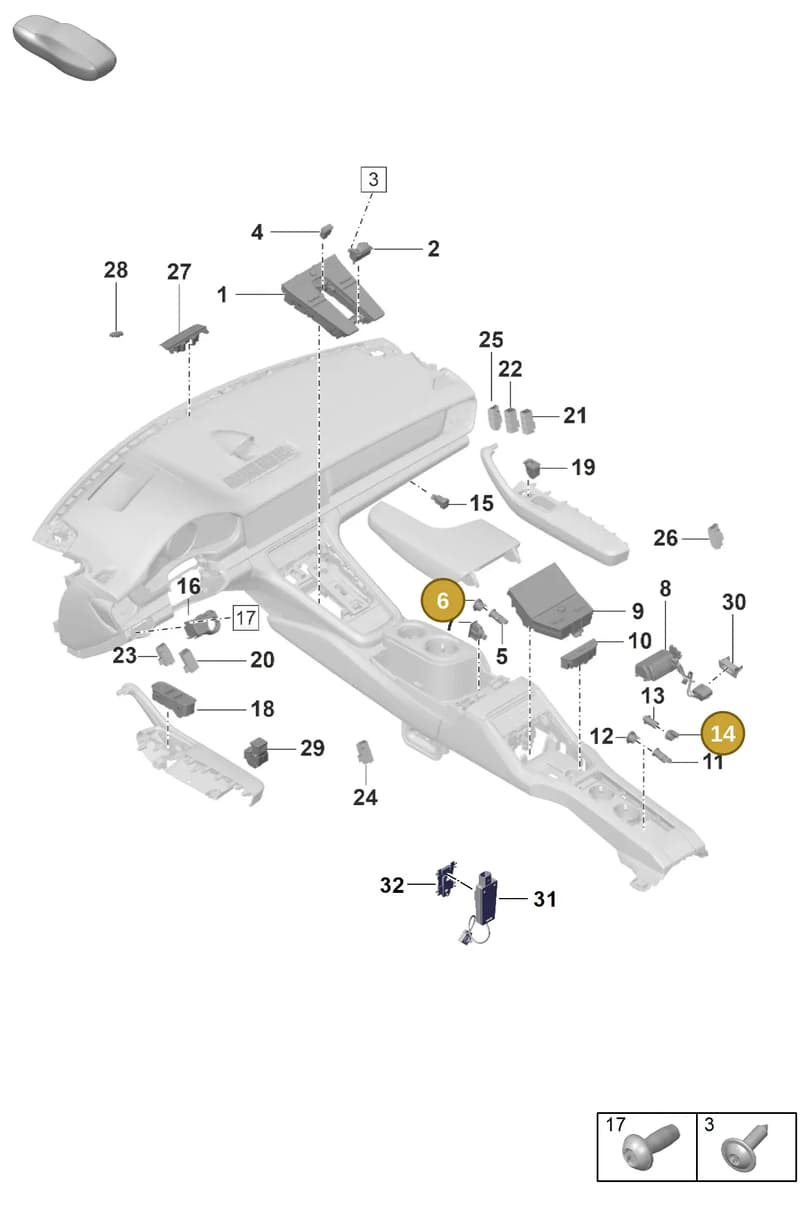 9A791934110 — Porsche Panamera (2020-2023) diagram p58903010, position 6+14