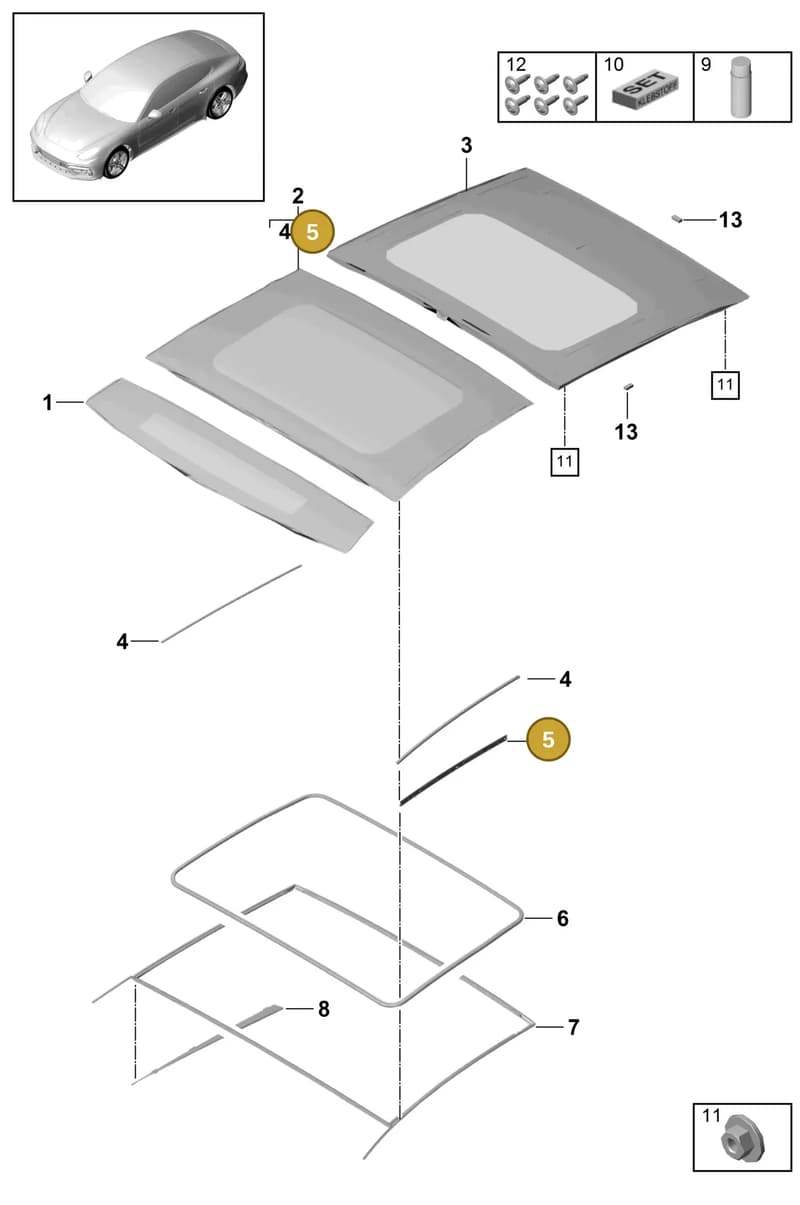 9A795959100 — Porsche Panamera (2016-2020) diagram p49811000, position 5