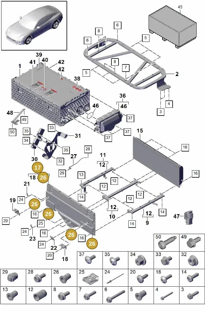 9A799810500 — Porsche Panamera (2016-2020) diagram p49901040, position 17+26