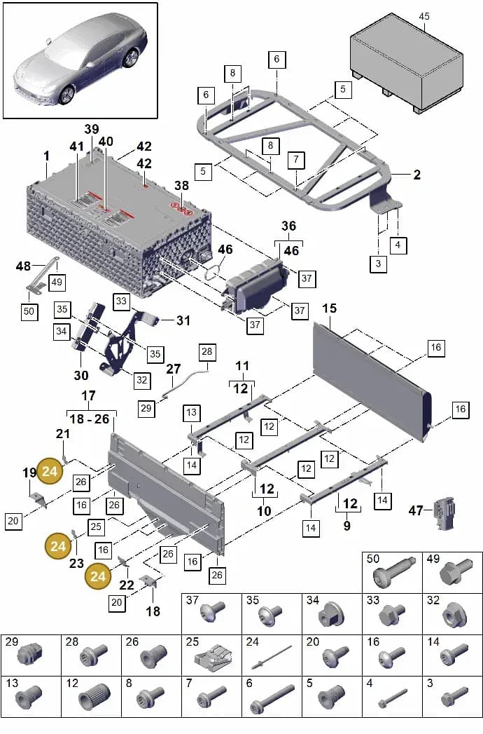 9A799816100 — Porsche Panamera (2016-2020) diagram p49901040, position 24