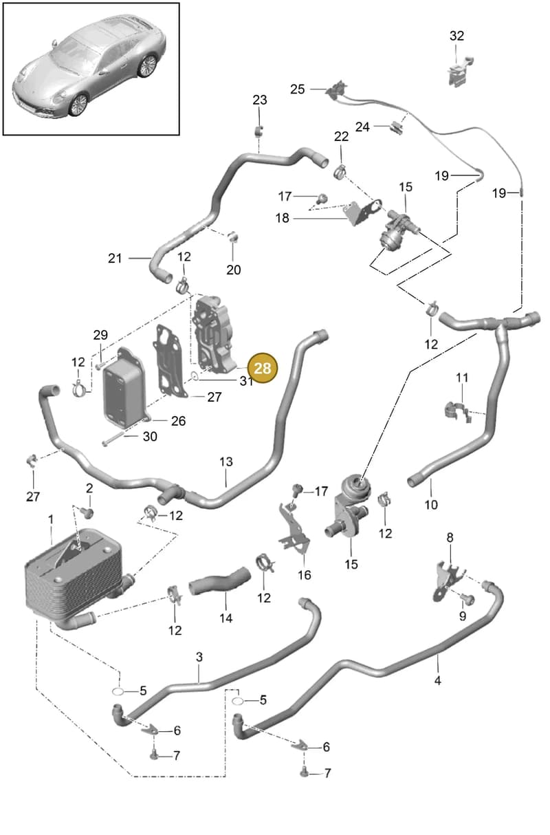 9G130703331 — Porsche 911 (2016-2019) diagram p47360000, position 28