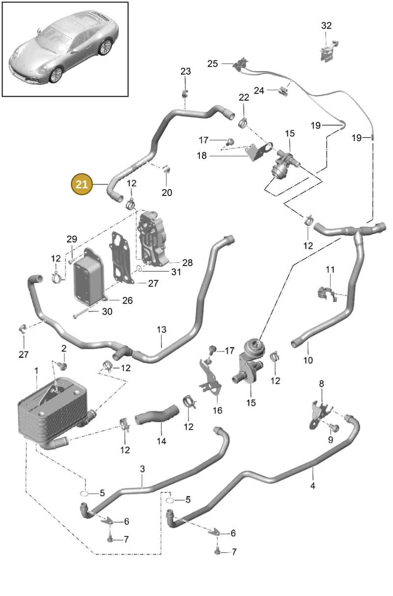 9G130773301 — Porsche 911 (2016-2019) diagram p47360000, position 21
