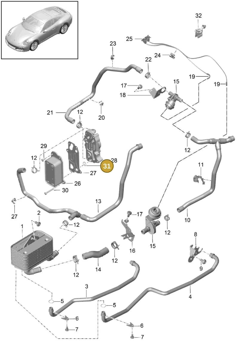 9G130789000 — Porsche 911 (2016-2019) diagram p47360000, position 31