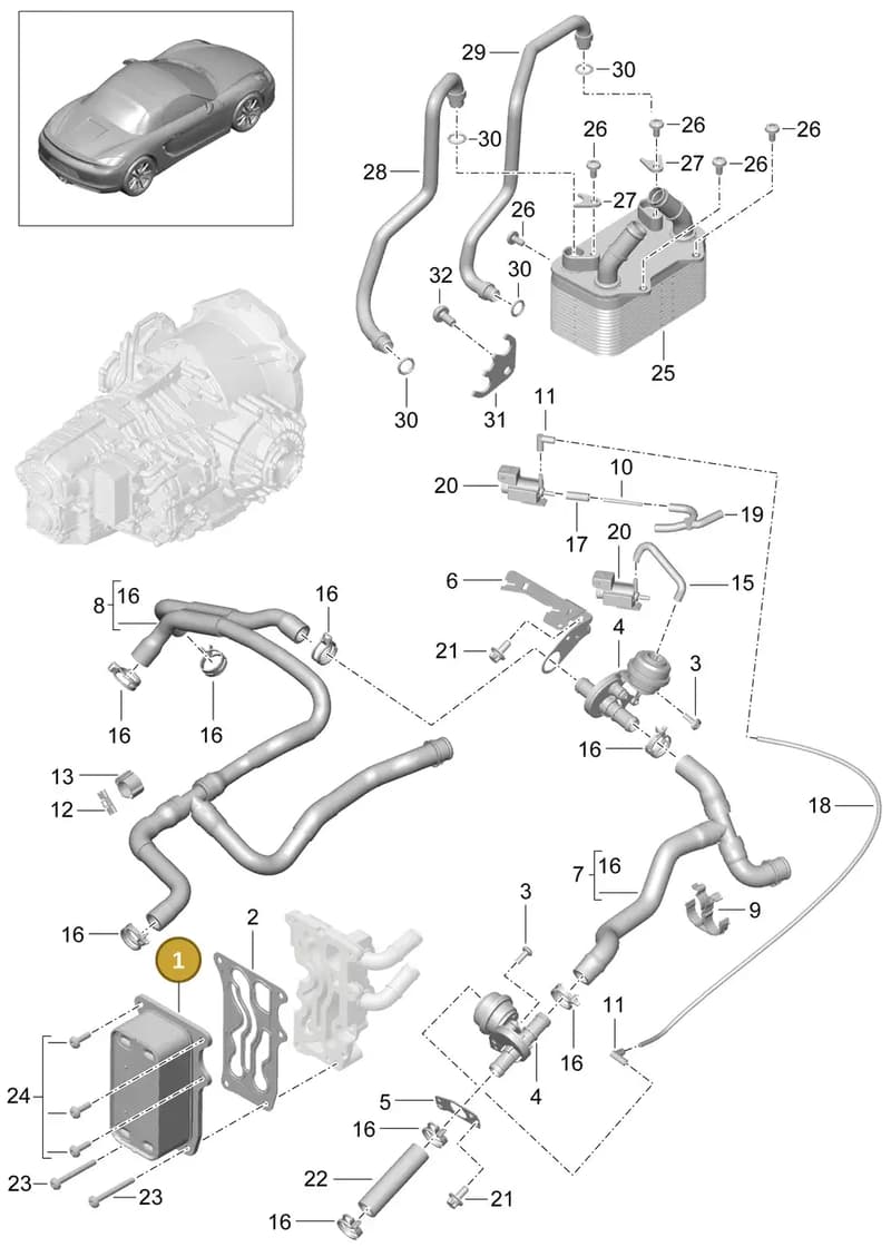9G230701900 — Porsche Boxster (2012-2016) diagram p39360000, position 1