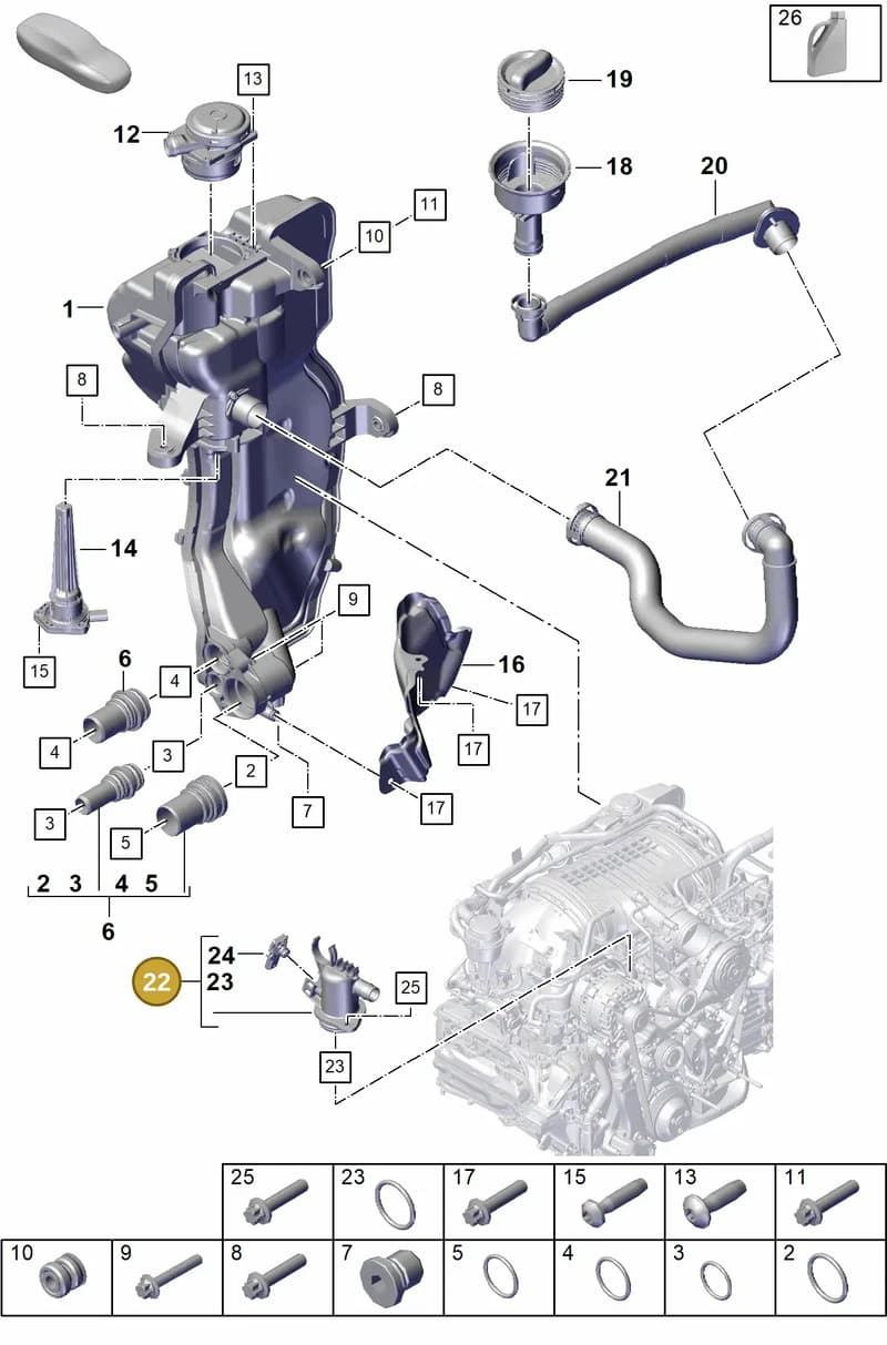 9GT115406B — Porsche Boxster Spyder (2019-2020) diagram p55104200, position 22