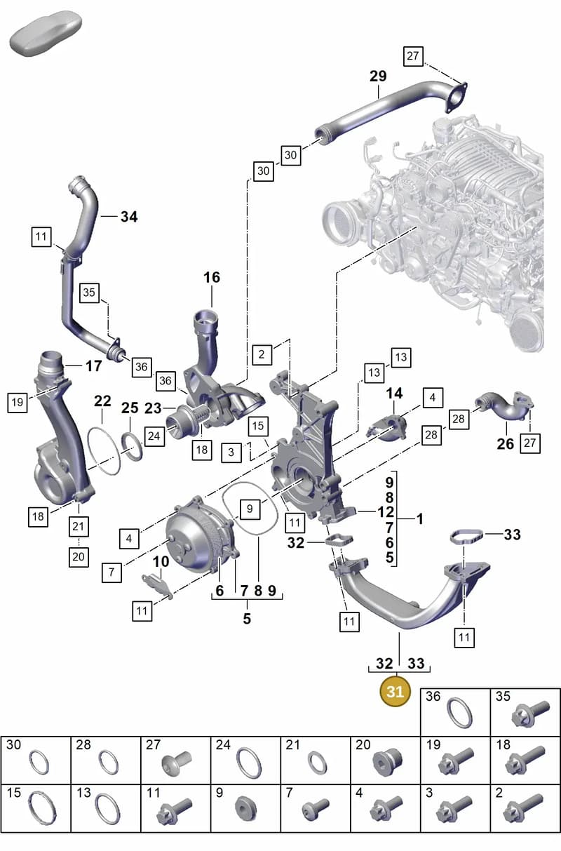 9GT121070 — Porsche 911 (2021-2022) diagram p59105000, position 31