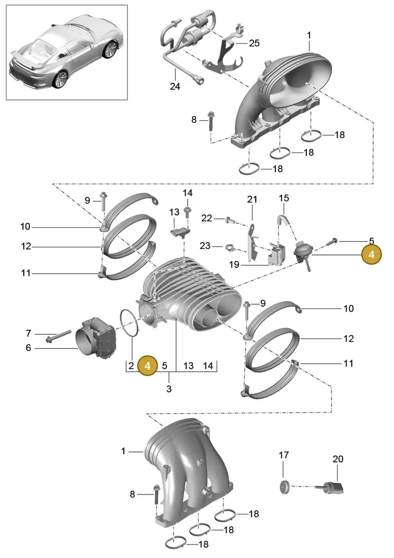 9GT128333A — Porsche 911 (2013-2020) diagram p41107010, position 4