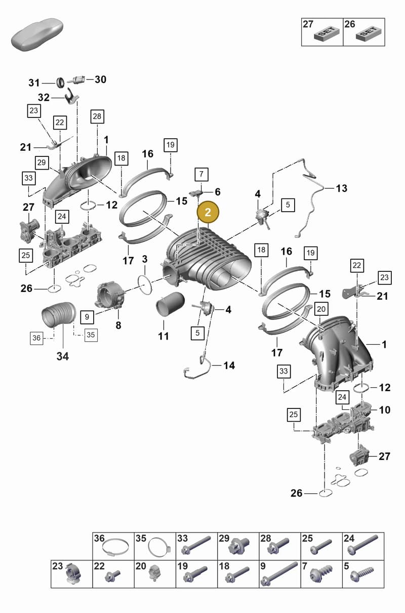 9GT128333A — Porsche 911 (2021-2022) diagram p59107100, position 2