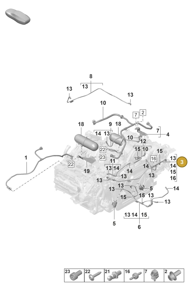9GT129458D — Porsche 911 (2021-2022) diagram p59107400, position 3