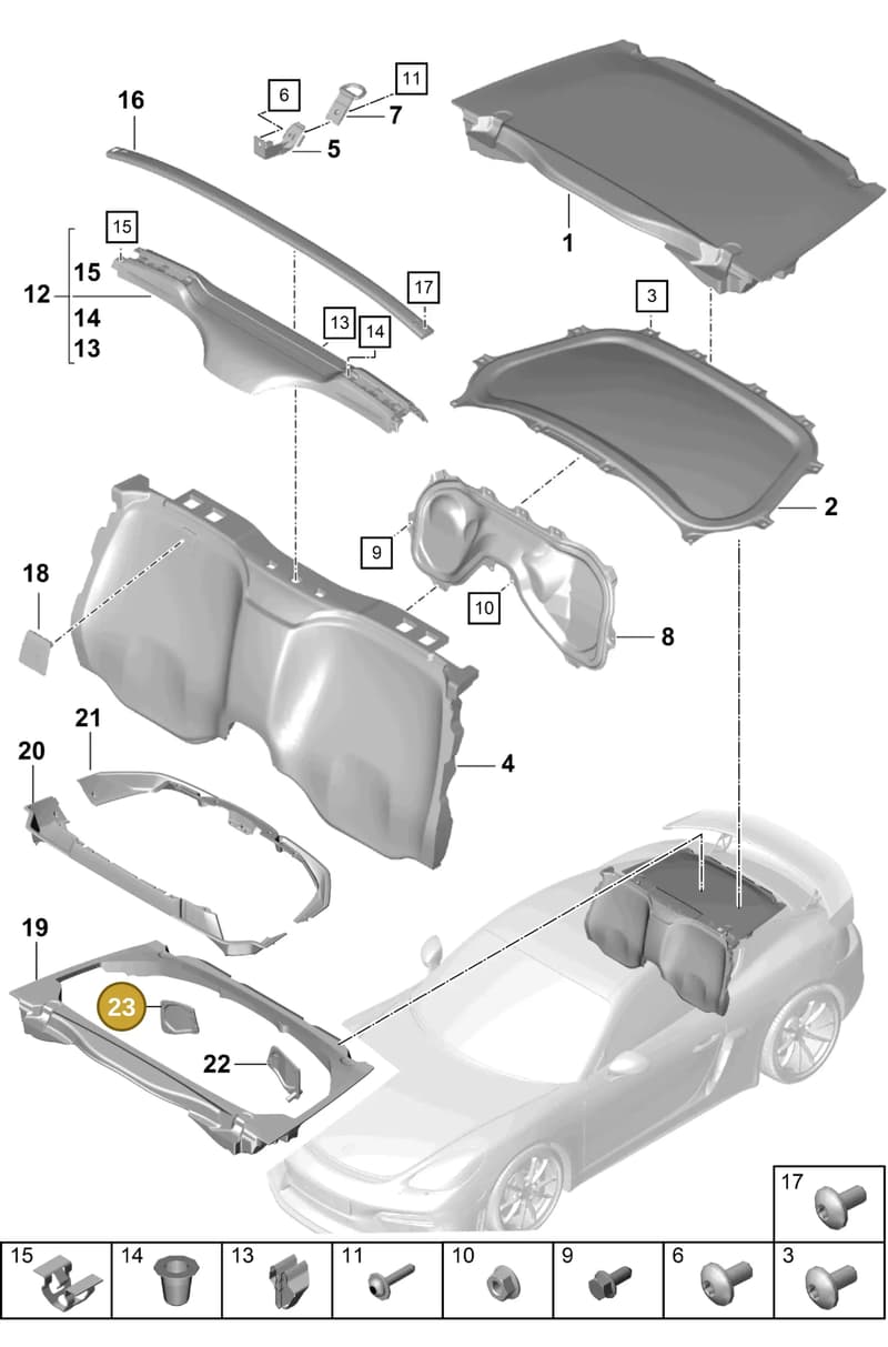 9GT129598A — Porsche Cayman (2019-2022) diagram p55807250, position 23