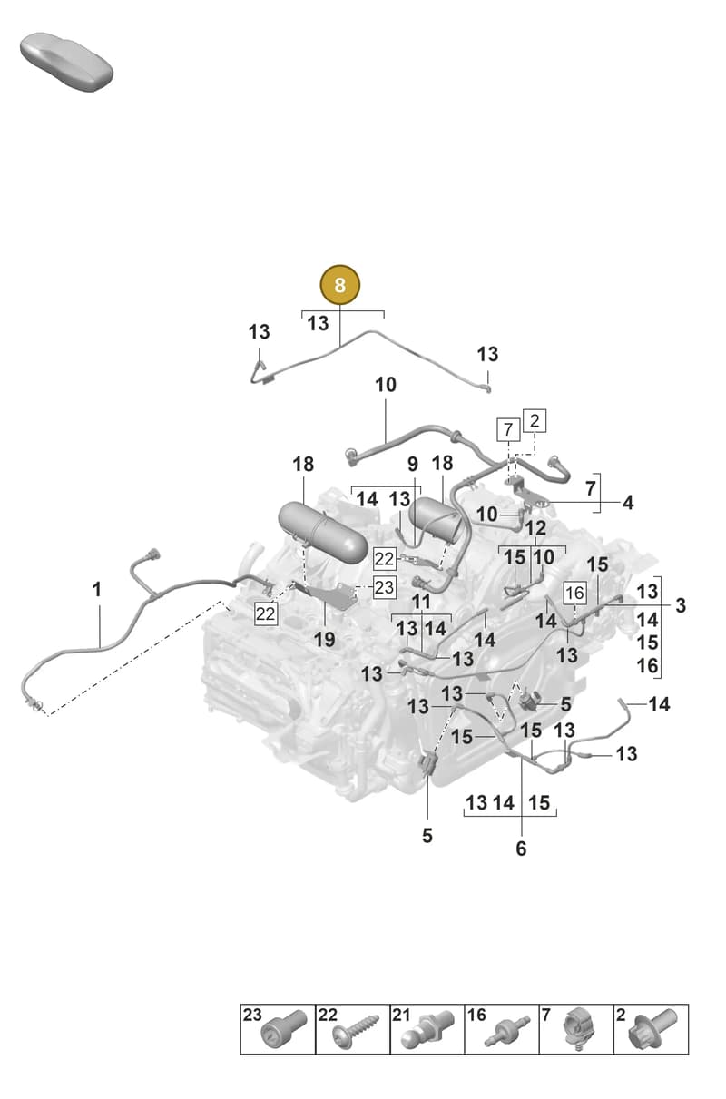 9GT129632A — Porsche 911 (2021-2022) diagram p59107400, position 8