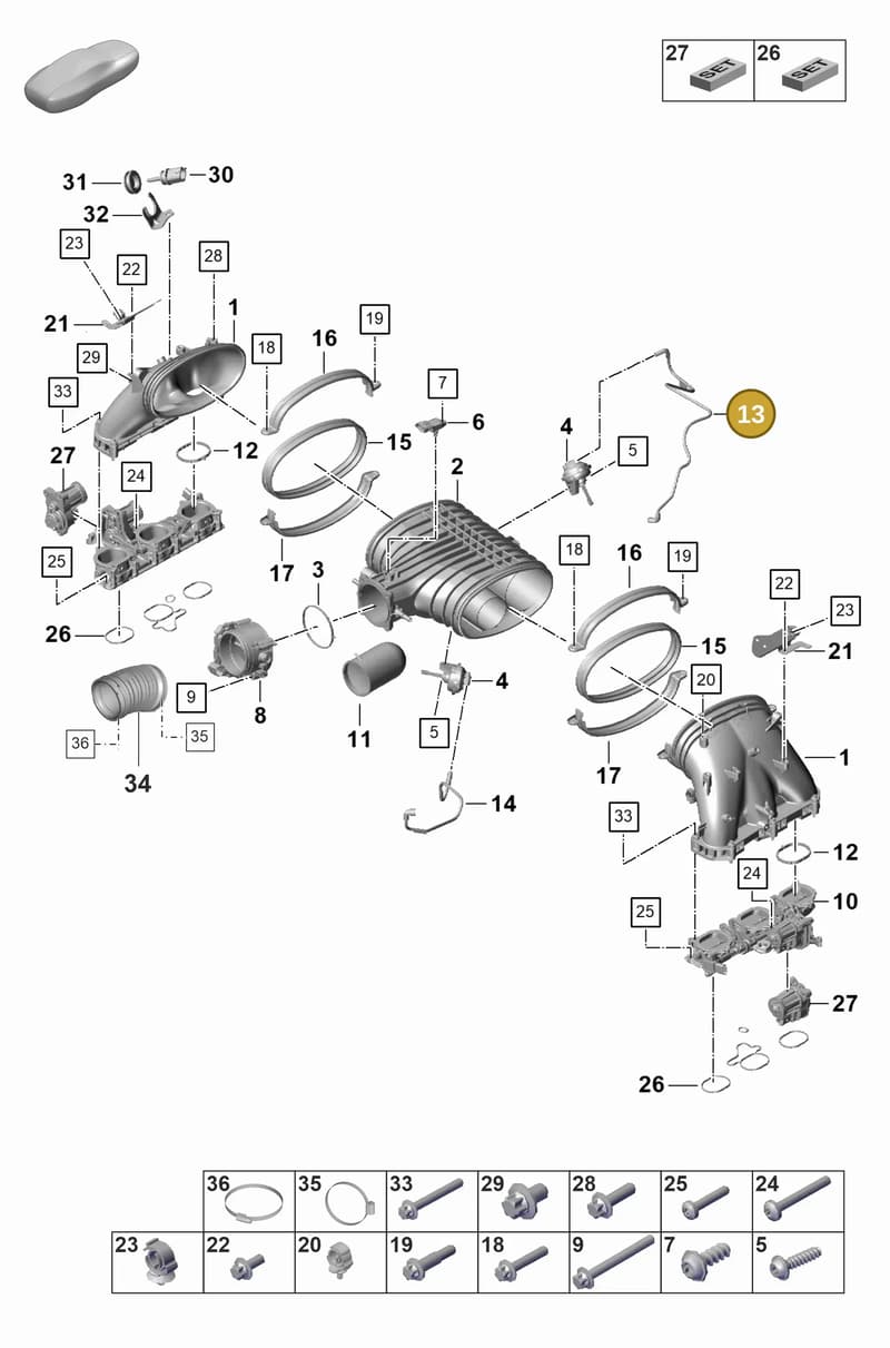 9GT129632A — Porsche 911 (2021-2022) diagram p59107100, position 13