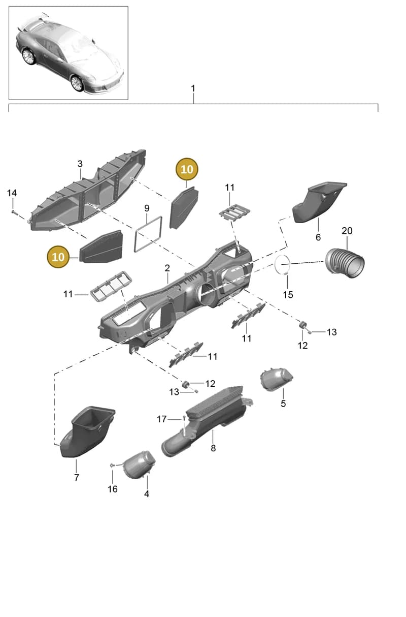 9GT129816 — Porsche 911 (2013-2020) diagram p41106010, position 10