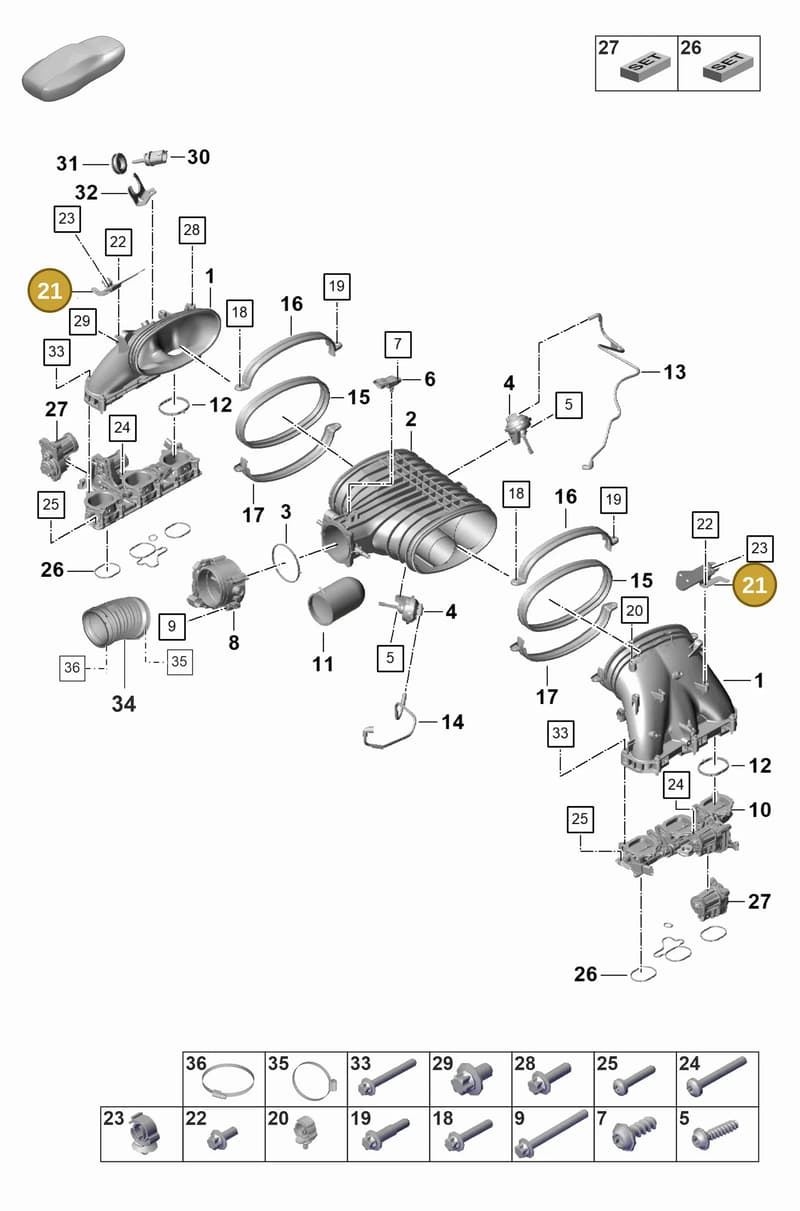 9GT201171A — Porsche 911 (2021-2022) diagram p59107100, position 21