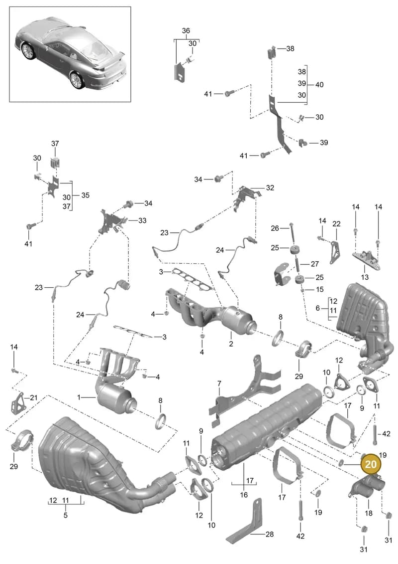 9GT251616C — Porsche 911 (2013-2020) diagram p41202000, position 20