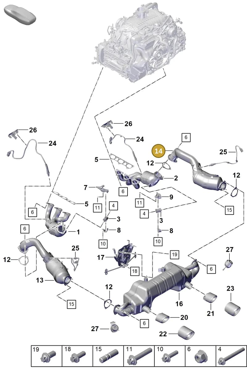 9GT254350B — Porsche Boxster Spyder (2019-2020) diagram p55000001, position 14