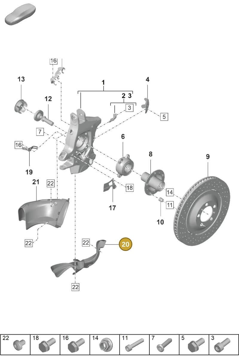 9GT615169D — Porsche 911 (2021-2022) diagram p59401060, position 20