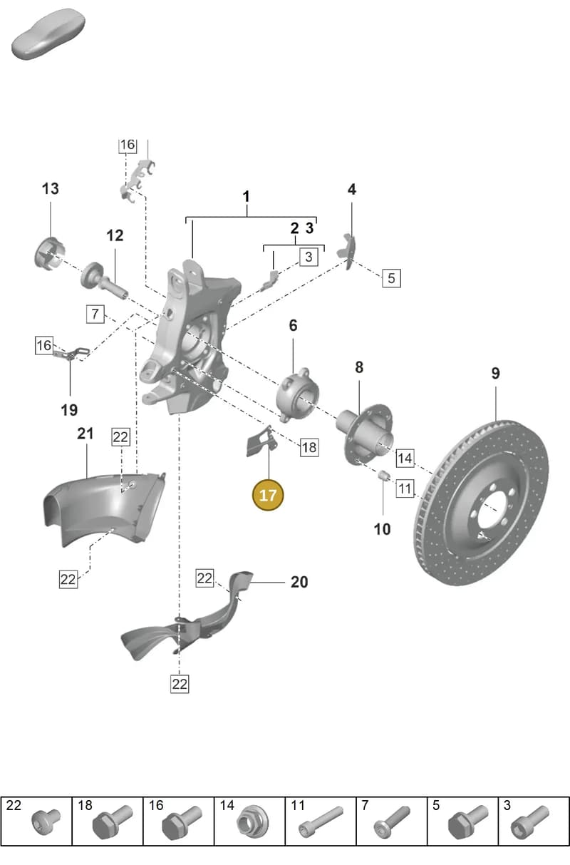 9GT615312A — Porsche 911 (2021-2022) diagram p59401060, position 17