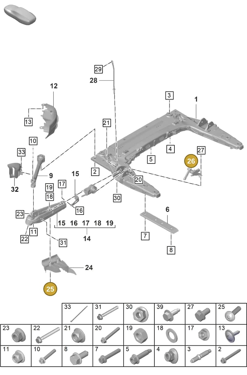 9GT616214 — Porsche 911 (2021-2022) diagram p59401000, position 25+26