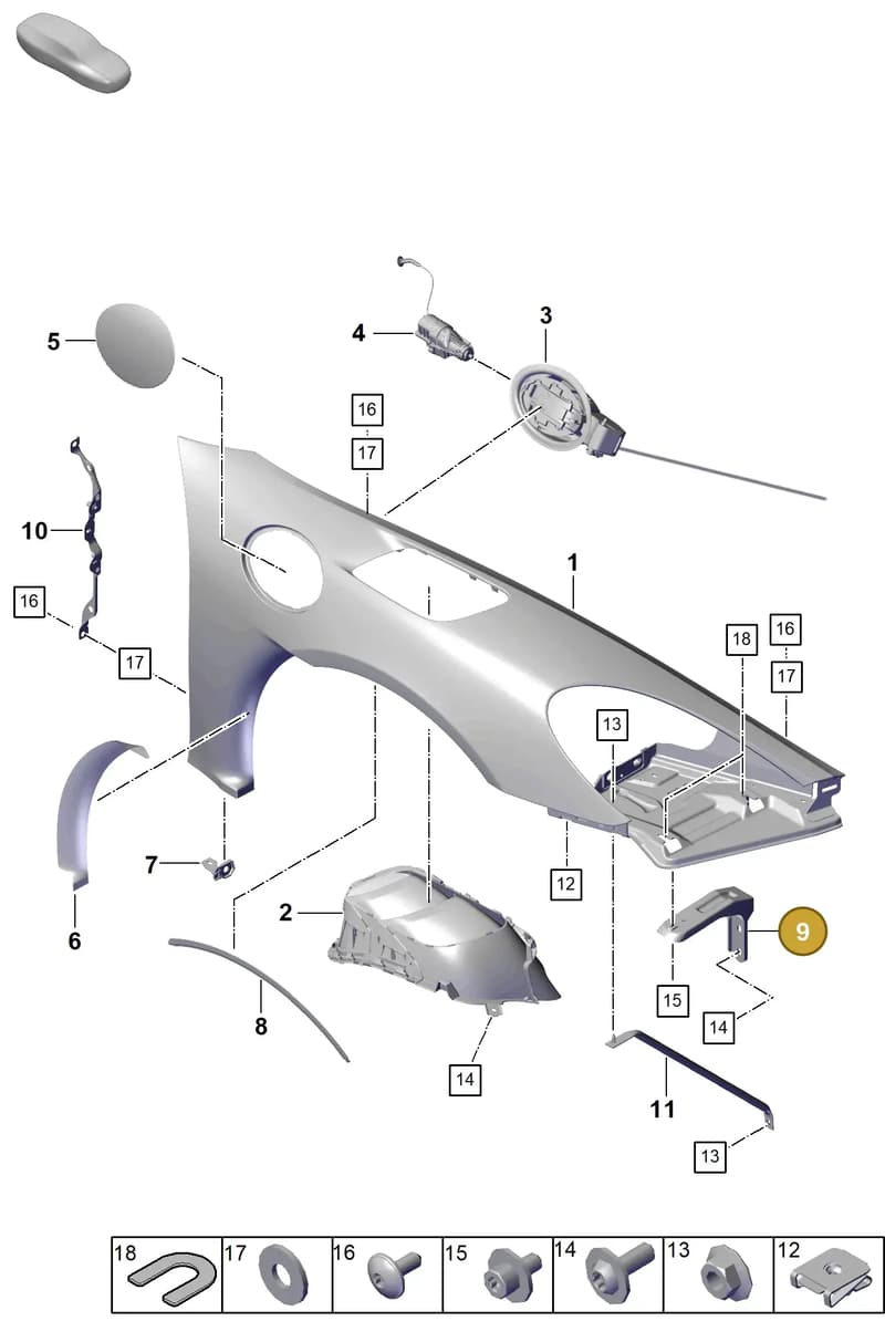 9GT805132 — Porsche Boxster Spyder (2019-2020) diagram p54801410, position 9