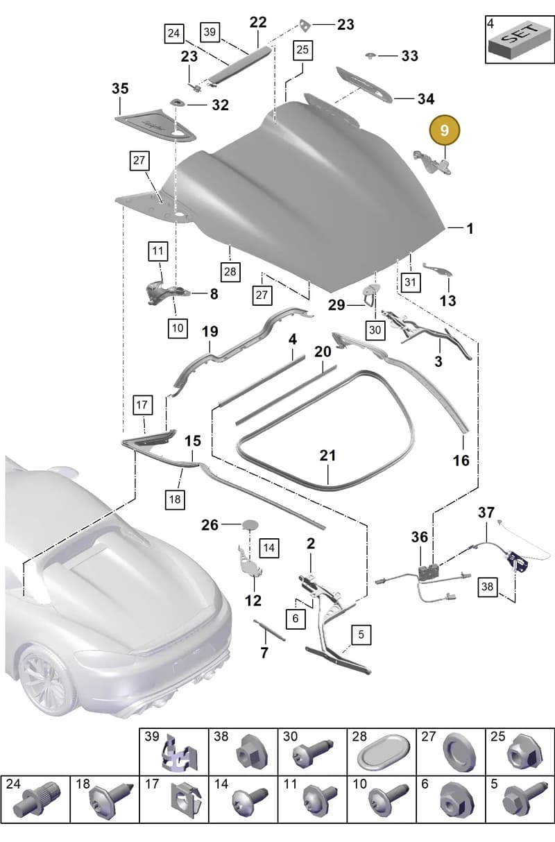 9GT807609 — Porsche Boxster Spyder (2019-2020) diagram p54803050, position 9