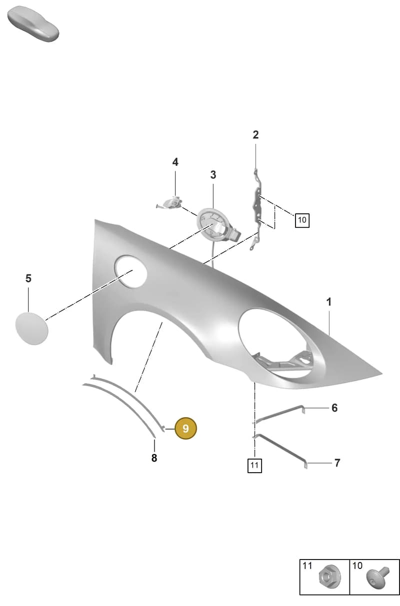 9GT807920A — Porsche 911 (2021-2022) diagram p59801400, position 9
