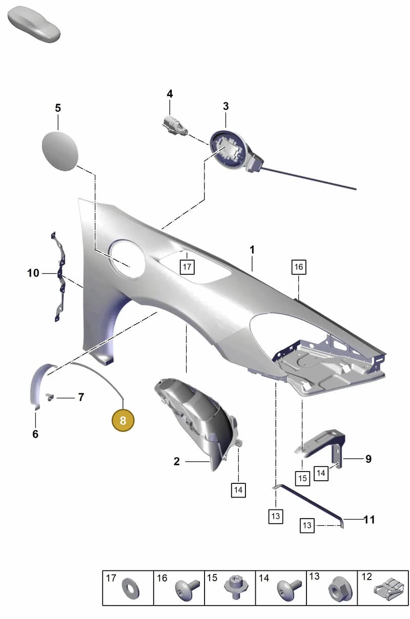 9GT821239A — Porsche Cayman (2019-2022) diagram p55801410, position 8