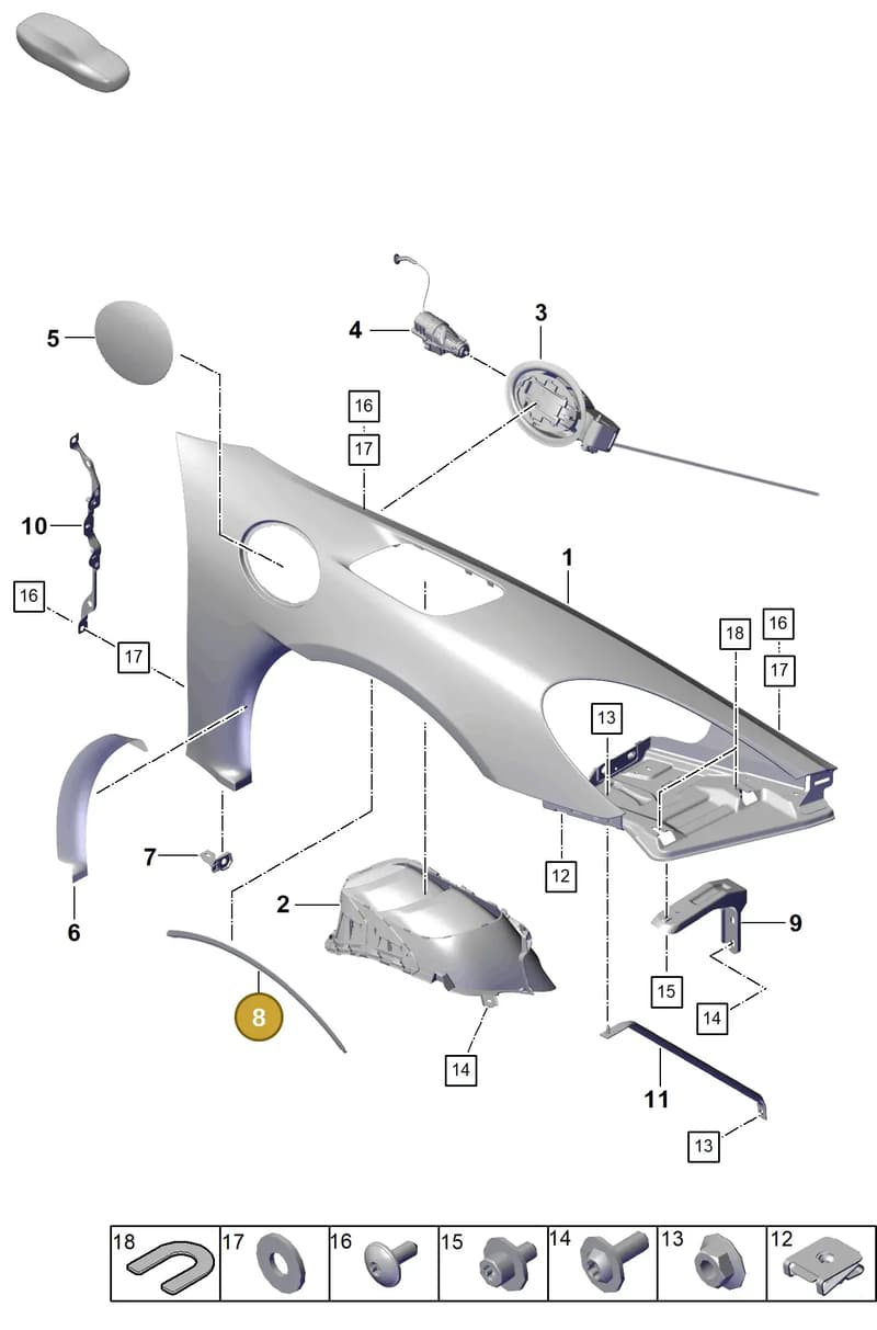 9GT821240A — Porsche Boxster Spyder (2019-2020) diagram p54801410, position 8