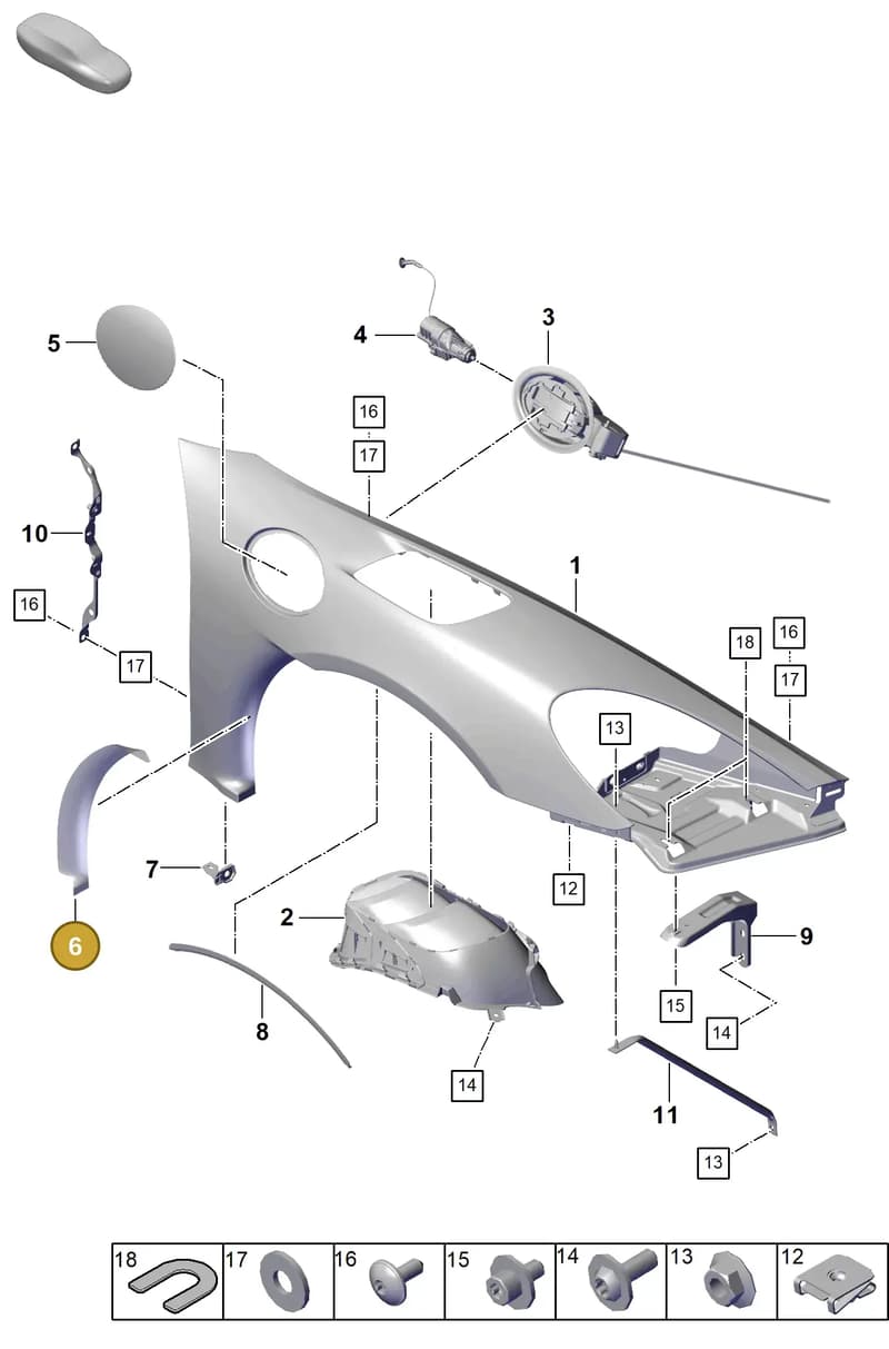 9GT821712B — Porsche Boxster Spyder (2019-2020) diagram p54801410, position 6