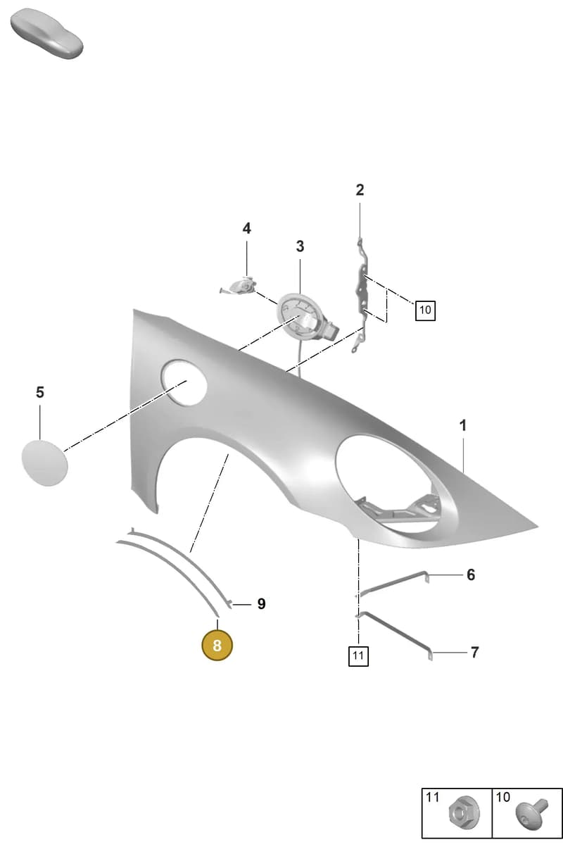 9GT825271BG2X — Porsche 911 (2021-2022) diagram p59801400, position 8
