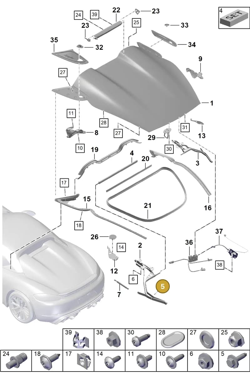 9GT853189BOK1 — Porsche Boxster Spyder (2019-2020) diagram p54803050, position 5