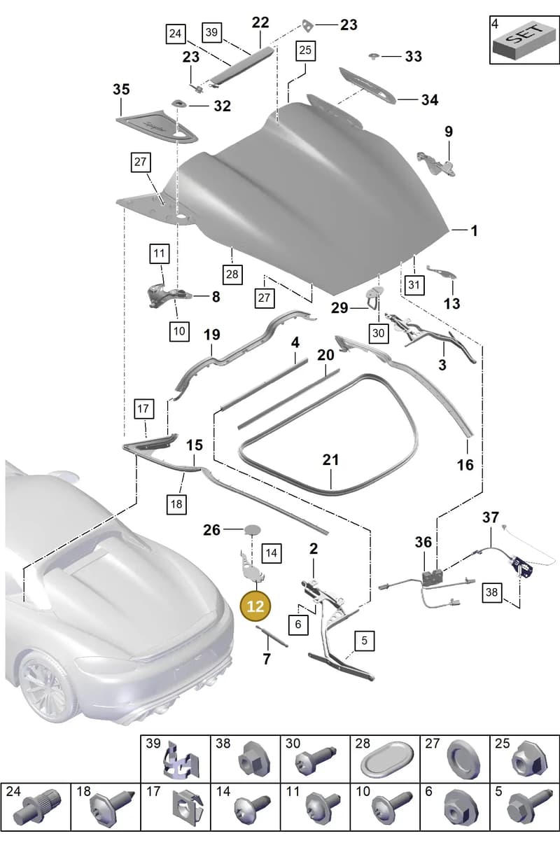 9GT871134 — Porsche Boxster Spyder (2019-2020) diagram p54803050, position 12
