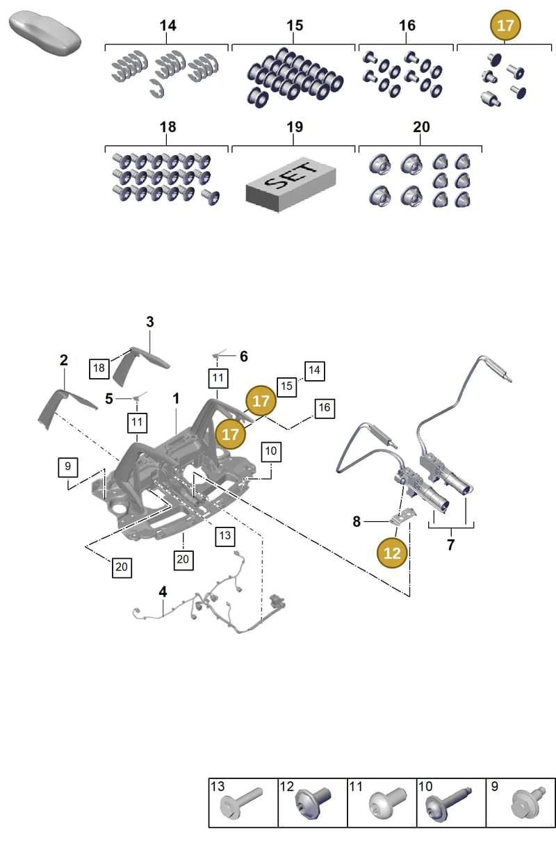9GT898533C — Porsche 911 (2021-2022) diagram p59803190, position 12+17