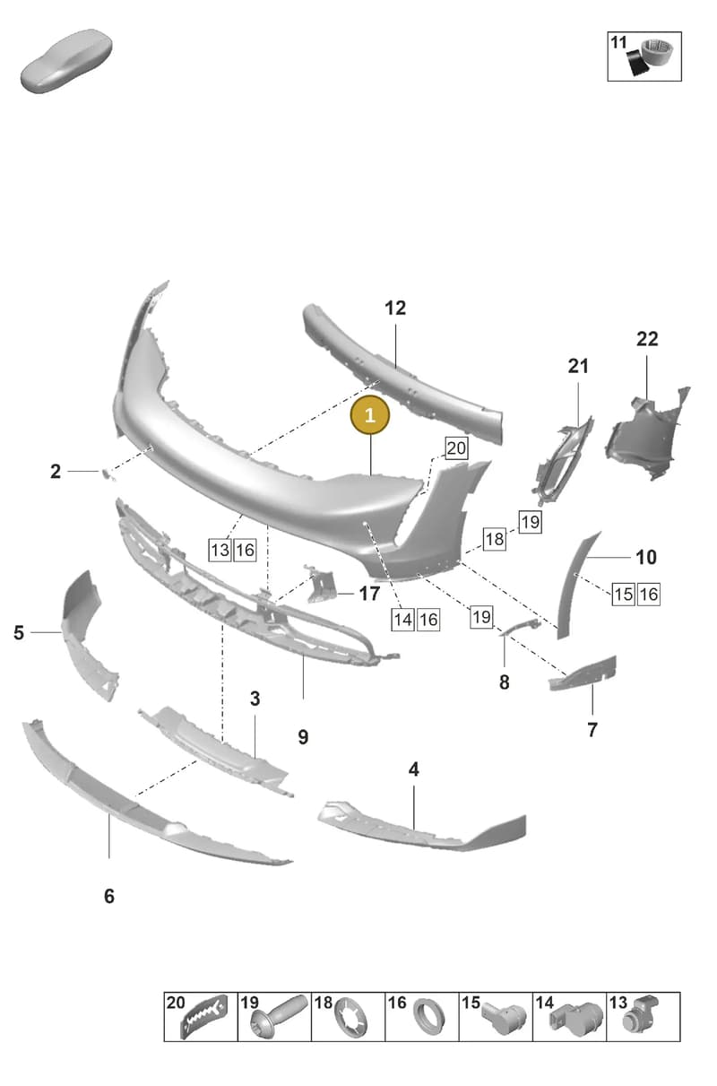 9J0807013Y — Porsche Taycan Sport Turismo (2019-2024) diagram p56802070, position 1