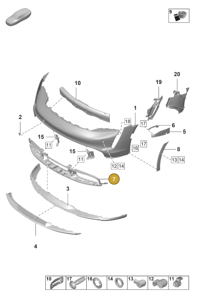 9J0807683DOK1 — Porsche Taycan Sport Turismo (2019-2024) diagram p56802050, position 7
