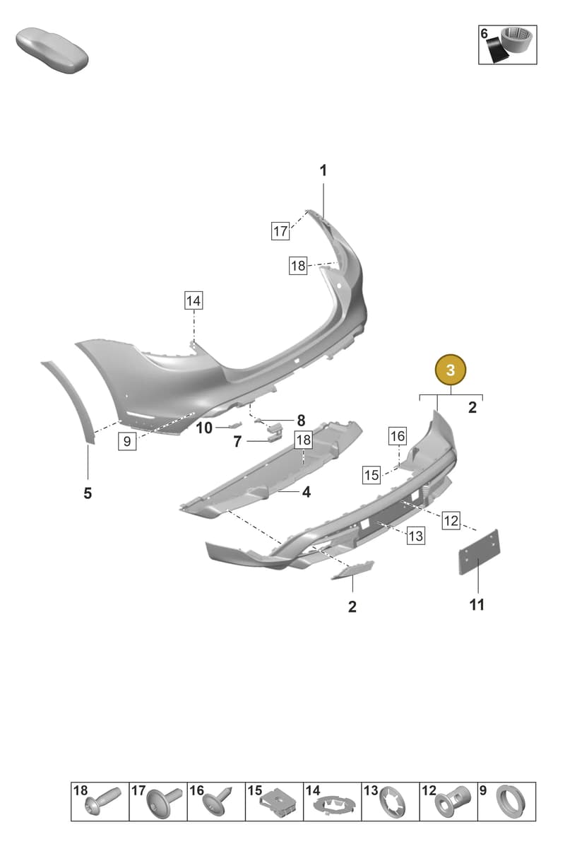 9J0807875S — Porsche Taycan Sport Turismo (2023-2025) diagram p56802600, position 3