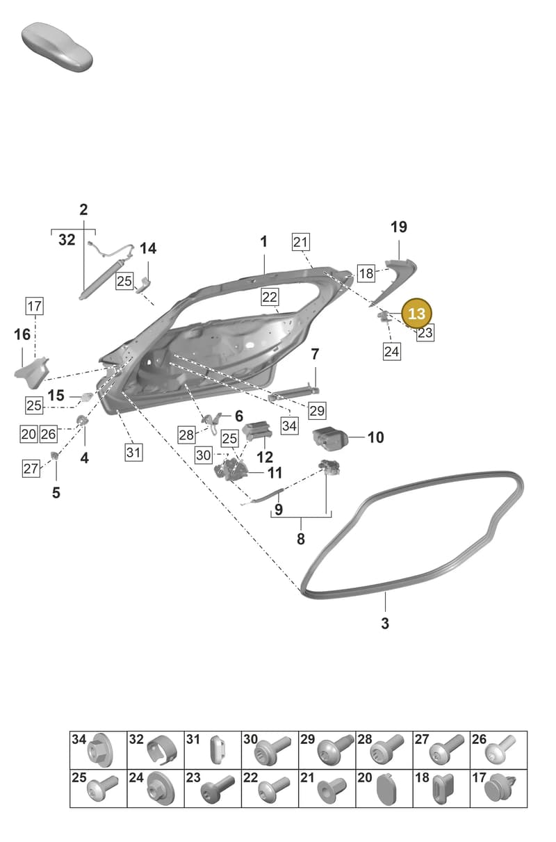 9J0827299 — Porsche Taycan Sport Turismo (2019-2024) diagram p56803050, position 13