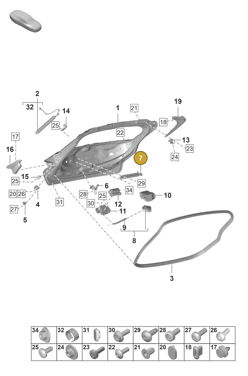 9J0827407 — Porsche Taycan Sport Turismo (2019-2024) diagram p56803050, position 7