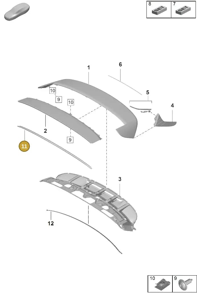 9J0827634 — Porsche Taycan Sport Turismo (2019-2024) diagram p56803160, position 11