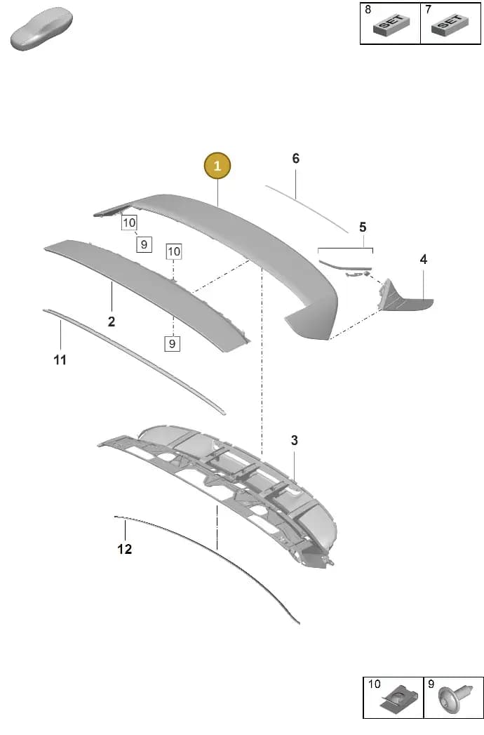9J0827931AYG2X — Porsche Taycan Sport Turismo (2019-2024) diagram p56803160, position 1