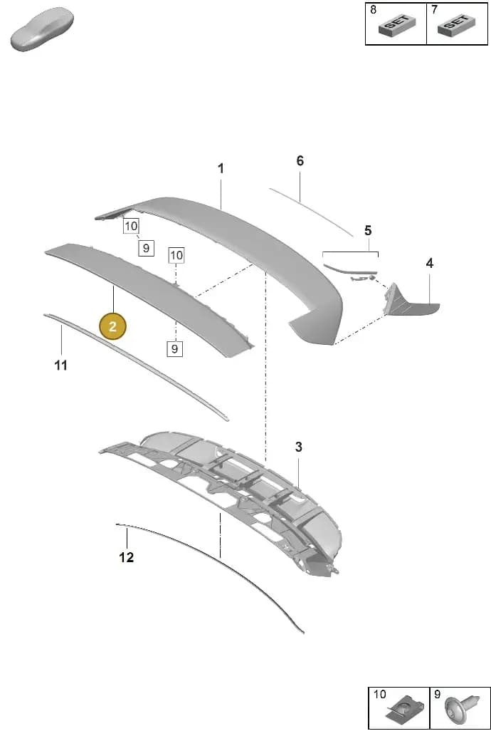 9J0827933AYG2X — Porsche Taycan Sport Turismo (2019-2024) diagram p56803160, position 2