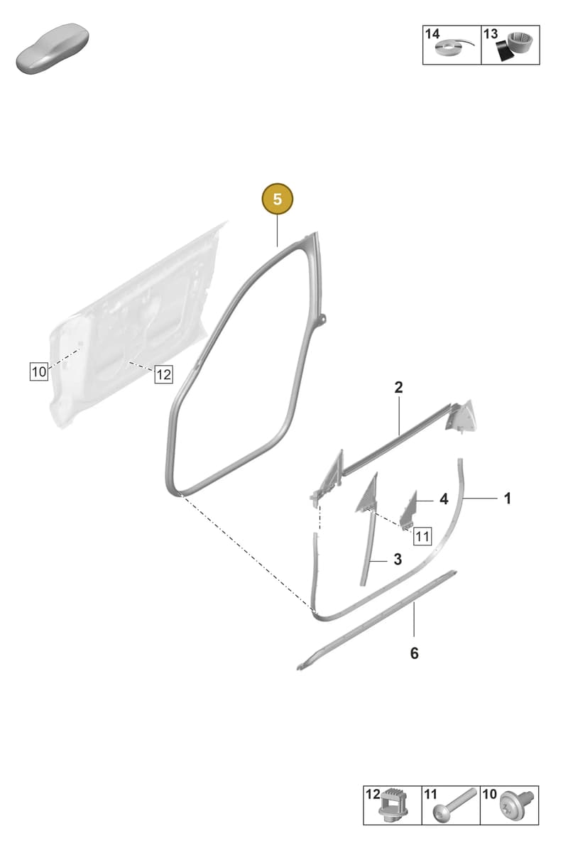 9J0831721Y — Porsche Taycan Sport Turismo (2019-2024) diagram p56804050, position 5