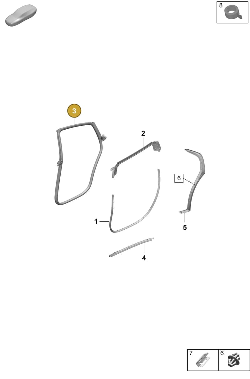 9J0833722Y — Porsche Taycan Sport Turismo (2023-2025) diagram p64804170, position 3