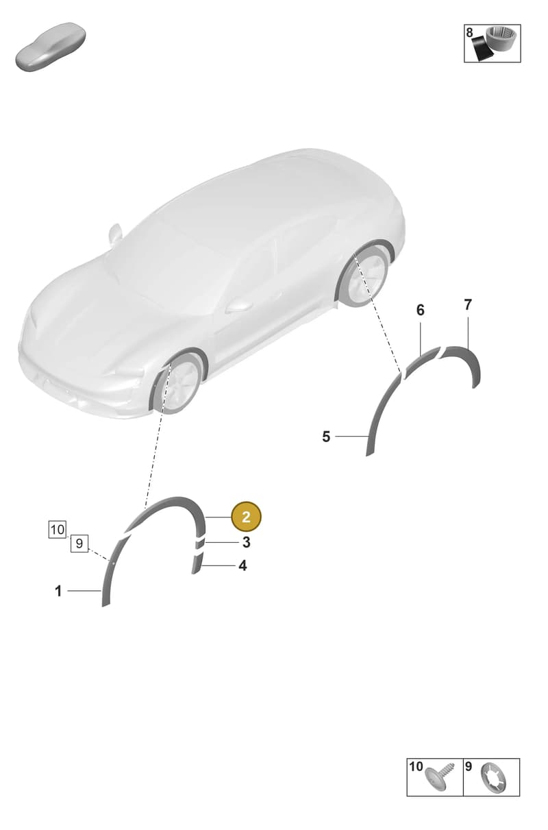 9J0853718CYG2X — Porsche Taycan Sport Turismo (2019-2024) diagram p56810300, position 2