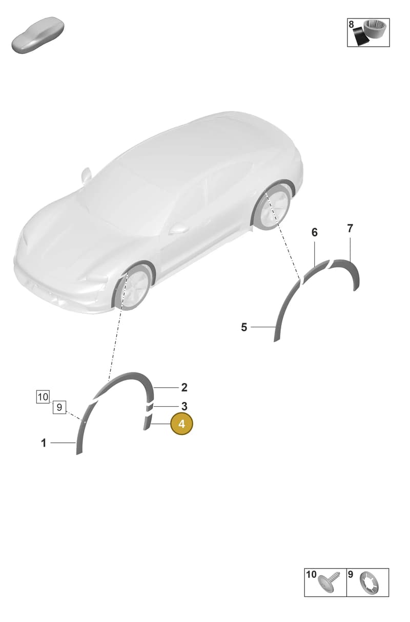 9J0853817EYG2X — Porsche Taycan Sport Turismo (2019-2024) diagram p56810300, position 4