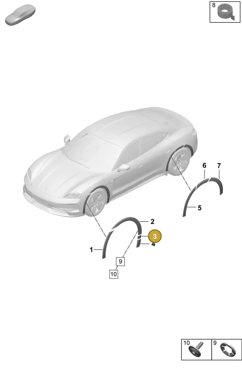 9J0853818DYOK1 — Porsche Taycan Sport Turismo (2023-) diagram p64810300, position 3