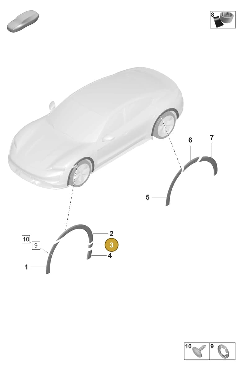 9J0853818GYG2X — Porsche Taycan Sport Turismo (2019-2024) diagram p56810300, position 3